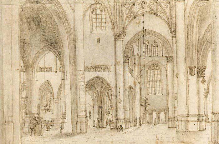 unknow artist Interior of St Bavo s Church in Haarlem Germany oil painting art